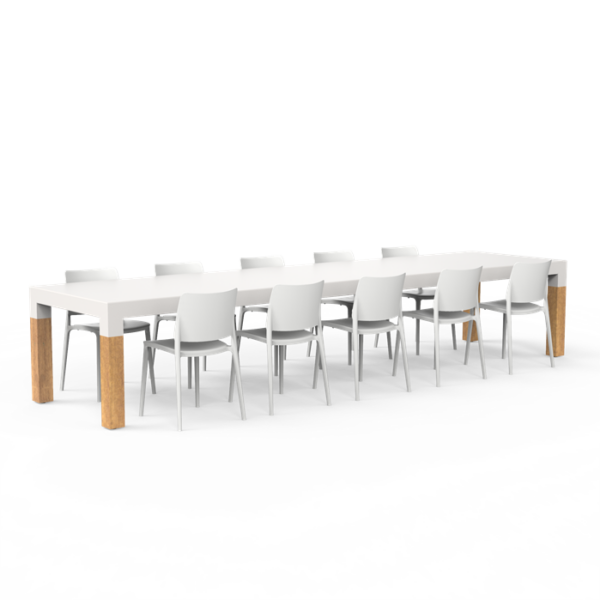 Borra Dining Wooden Legs 4000 x 1000 x 760mm Aluminium RAL 9016 (TBW400)