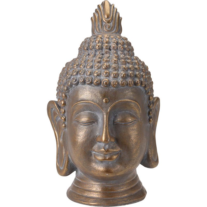 Boeddha Hoofd - Tuinbeeld - bronskleur - 53.5cm