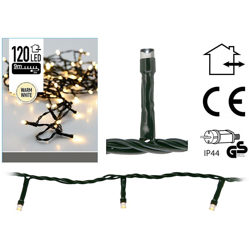 Kerstverlichting 120 LED's 9 meter warm wit