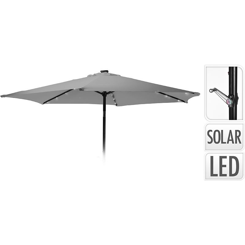 Parasol met verlichting - 270cm - licht grijs