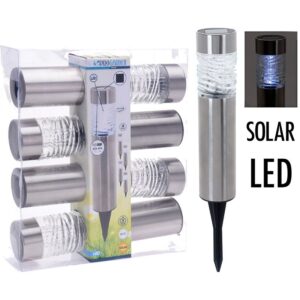 Solarlampen LED - RVS + Glas - Set van 4