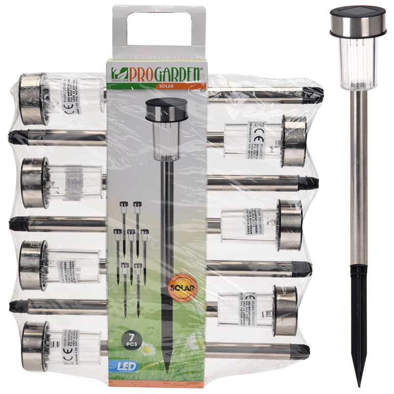 Set van 7 RVS solarlampen