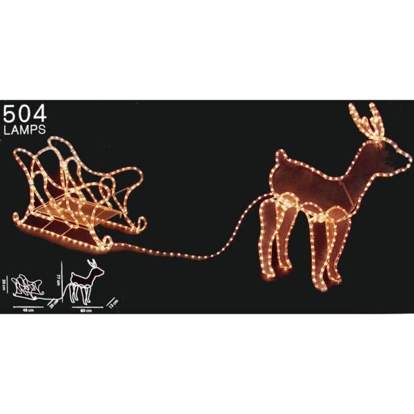 3D Rendier slee - 504 lampjes