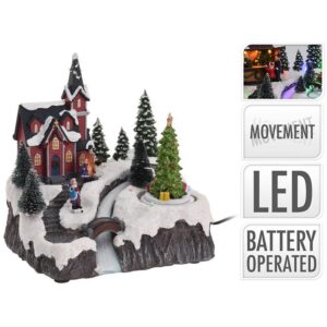 Kersthuisje met LED Verlichting en beweging - op batterijen
