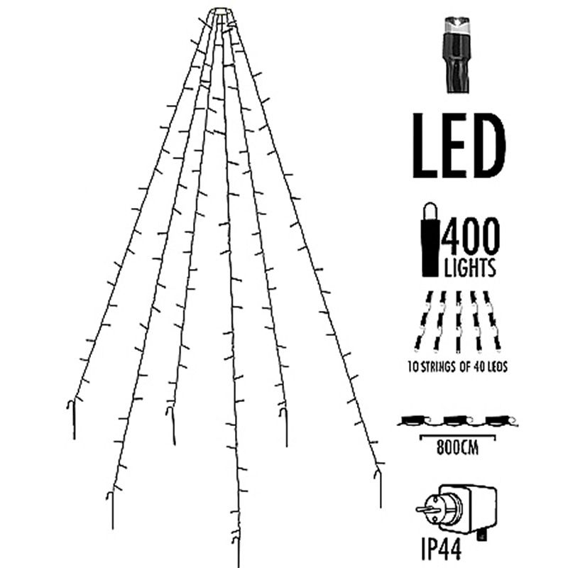 Vlaggenmast verlichting 400 LED's - 800cm